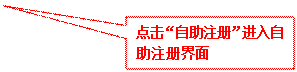 矩形标注: 点击“自助注册”进入自助注册界面